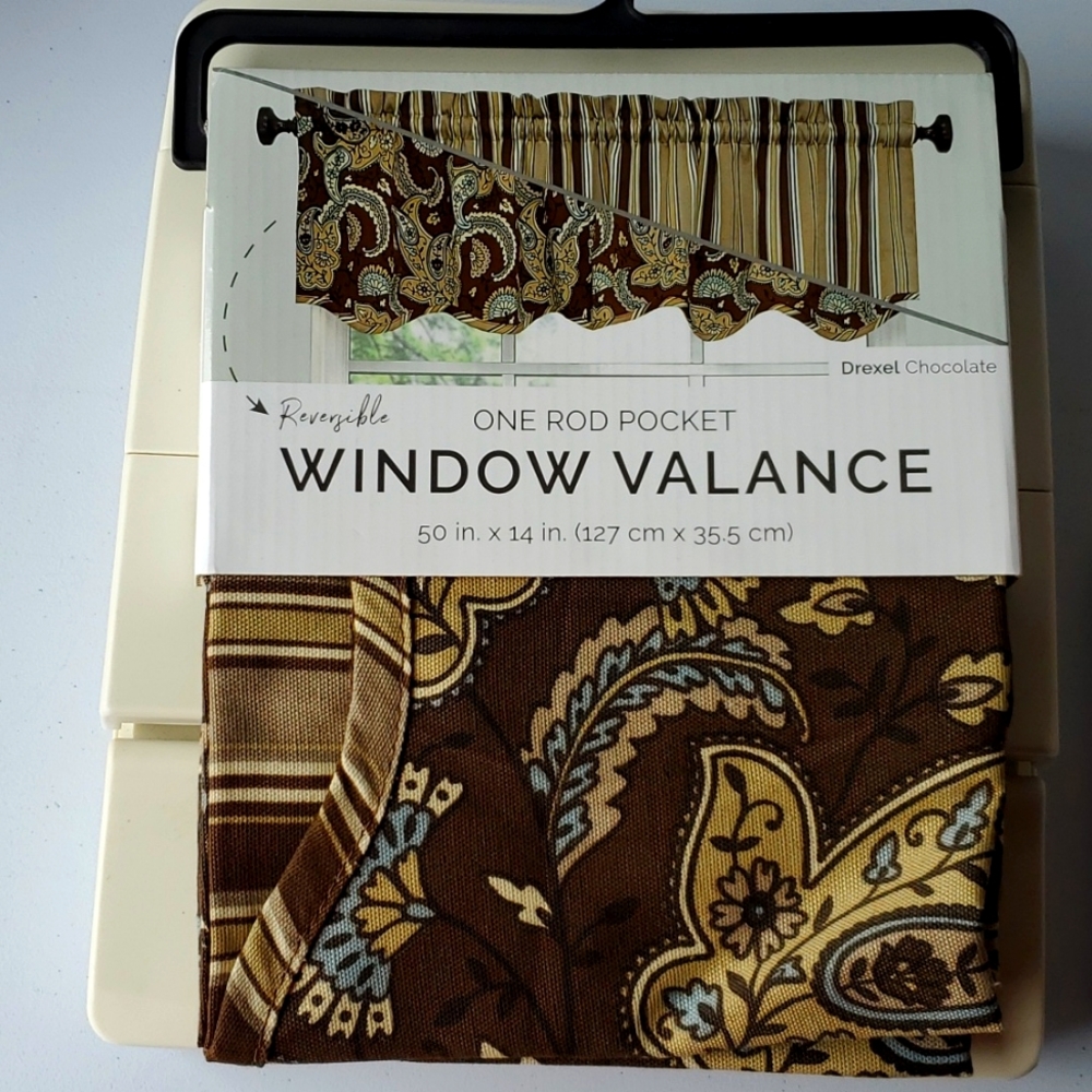 Ellery Drexel Chocolate Pocket Rod Reversible Valence 50x14 in